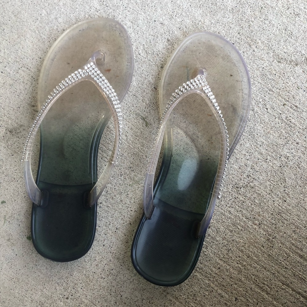 Ombré flip flops with rhinestones
